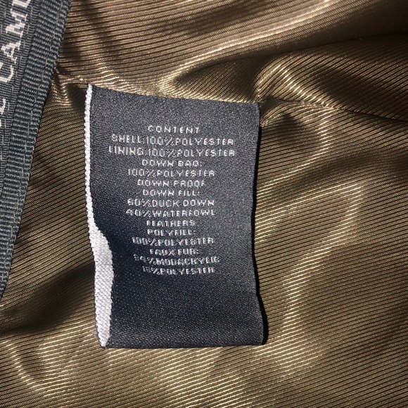 Vince Camuto brown/olive puffer jacket with faux fur collar, small - Picture 4 of 6